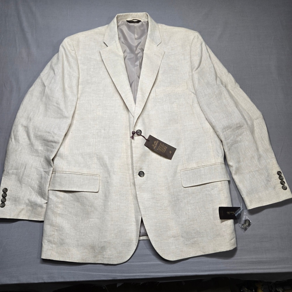 Tasso Elba Island Blazer XL 45-47 Natural 100% Linen NWT